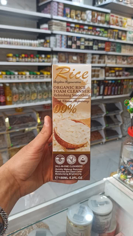 فوم شستشوی صورت و بدن براش دار برنج Rice پاککننده عمیق و روشنکننده پوست (وکالی) (عطاری آقای صادقی)