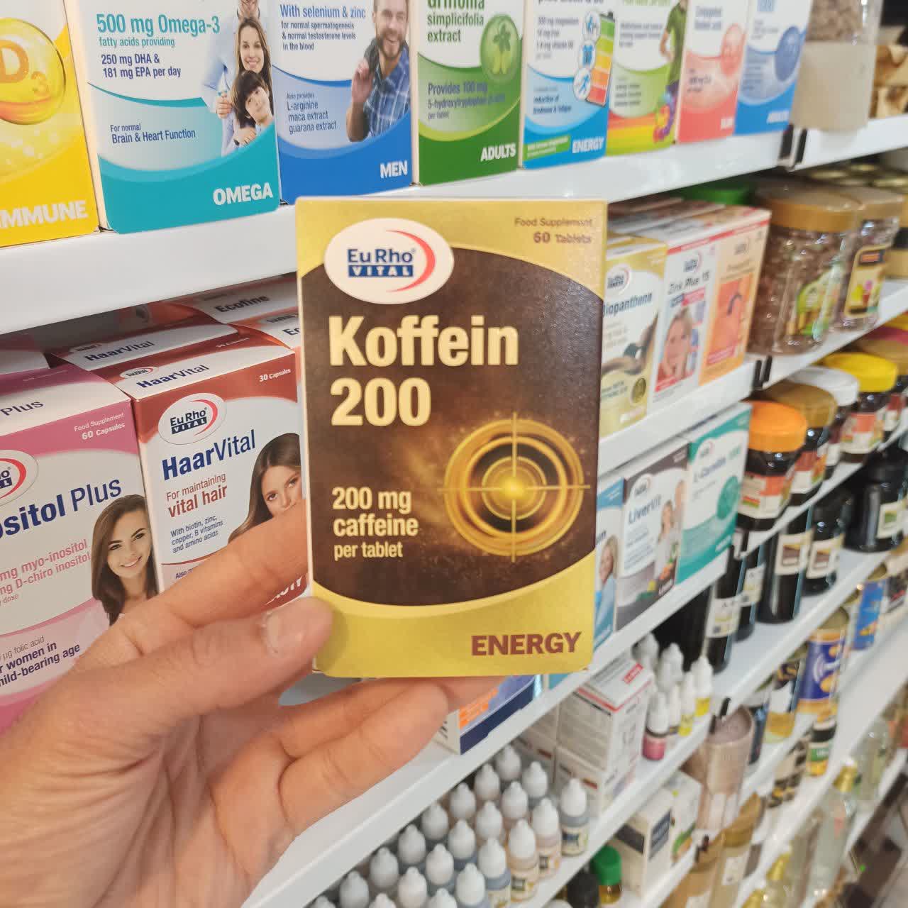قرص کافیین 200 میلی گرم یوروویتال (60 عددی نمای ۲