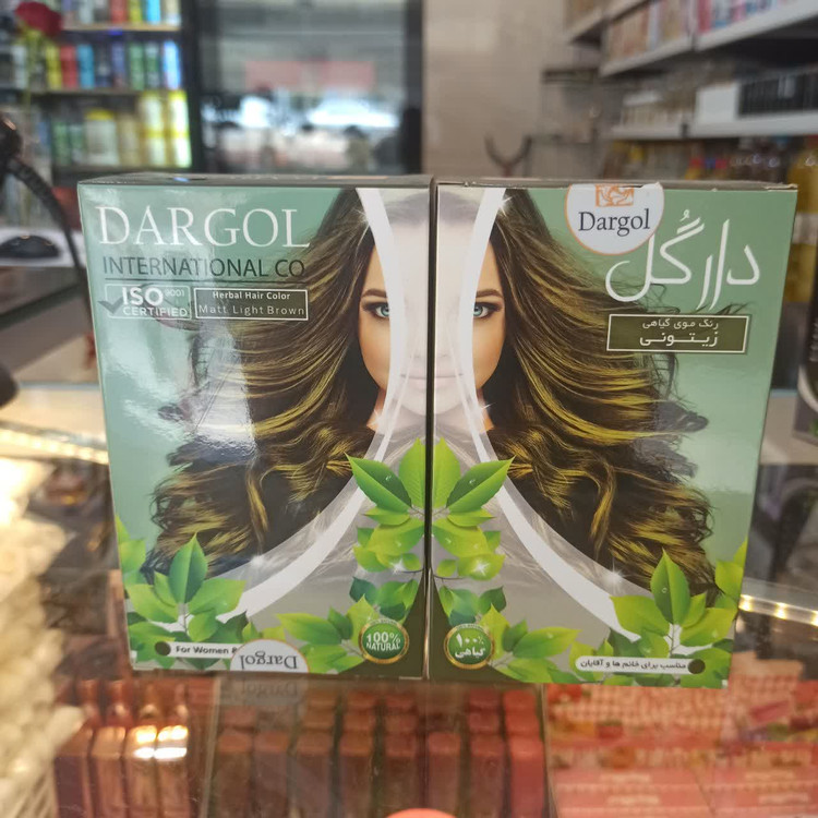 رنگ موی گیاهی دارگل - زیتونی (طبیعی، بدون آمونیاک و مناسب انواع مو)