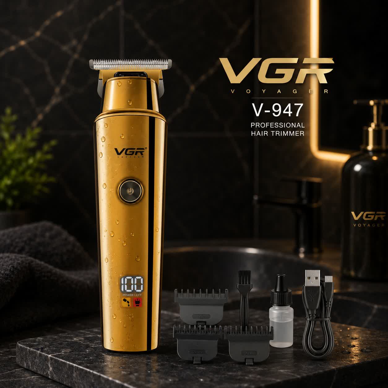 ماشین اصلاح موی سر و صورت VGR مدل V-947 - خط زن حرفه‌ای شارژی (عطاری آقای صادقی)