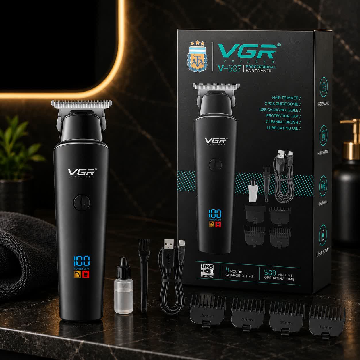 ماشین اصلاح موی سر و صورت VGR مدل V-937 - خط زن حرفه‌ای شارژی (عطاری آقای صادقی)
