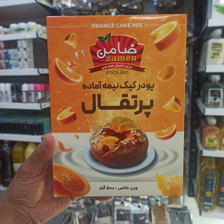 پودر کیک نیمهآماده پرتقالی ۵۰۰ گرمی - طعم طبیعی پرتقال (عطاری آقای صادقی)