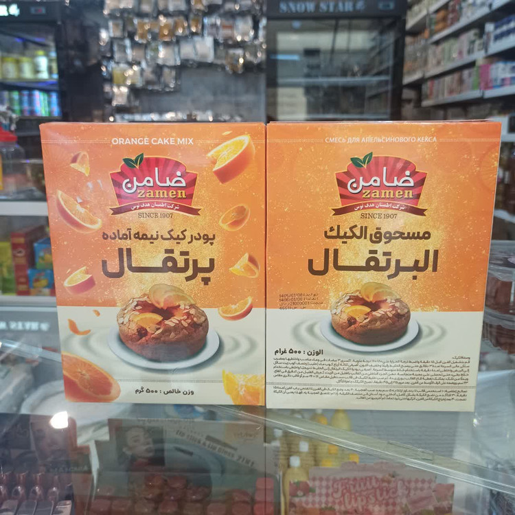 پودر کیک نیمهآماده پرتقالی ۵۰۰ گرمی - طعم طبیعی پرتقال (عطاری آقای صادقی)