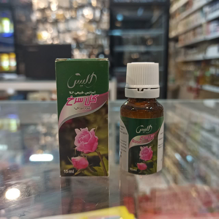 قطره اسانس گل سرخ الیس - اسانس طبیعی خوراکی - ۱۵ میل